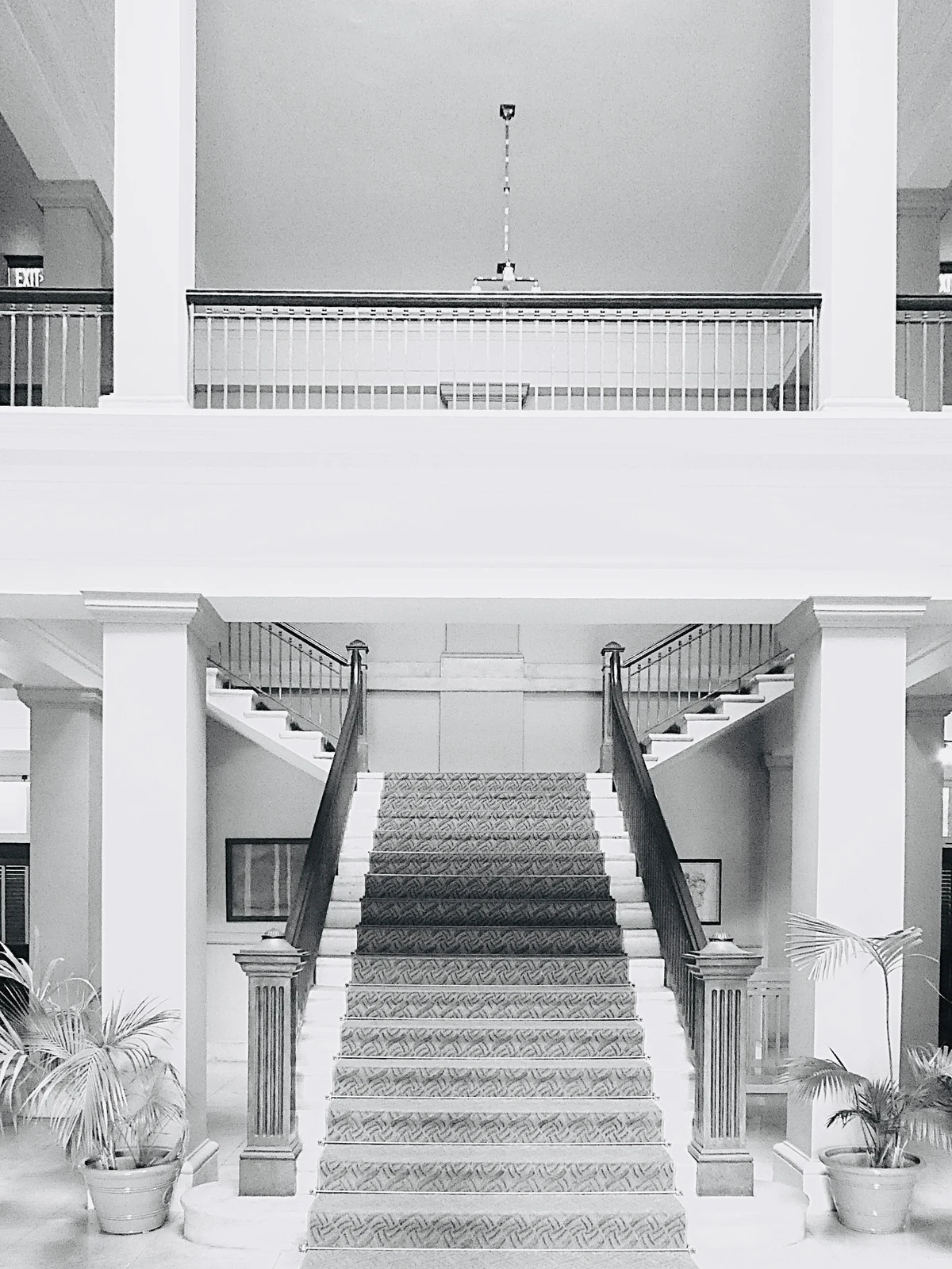Front view of an internal staircase from a foyer